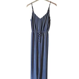 Ambiance Blue and White Striped Jumpsuit